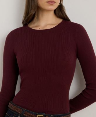 Women's Rib-Knit Cotton-Blend Crewneck Sweater