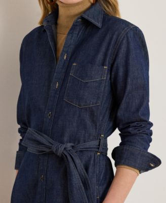 Women's Belted Denim Shirtdress