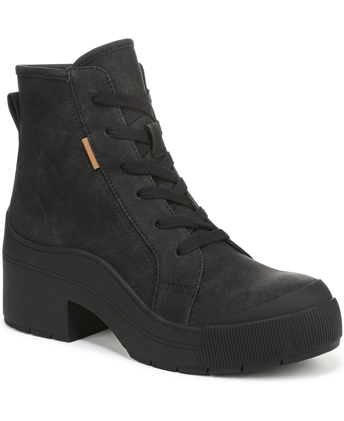 Women's Time Off Up Lace Up Platfform Boots - Black Faux Leather