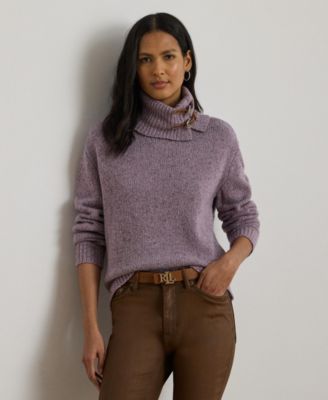 Lauren Ralph Lauren - Women's Buckle-Trim M&eacute;lange Turtleneck Sweater
