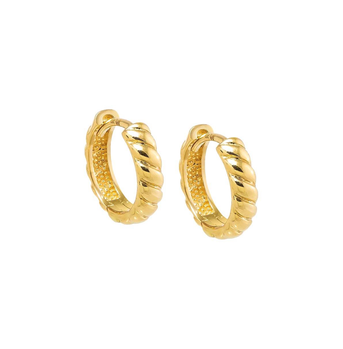 Solid Flowy Ridged Huggie Earring 14K - 14k gold