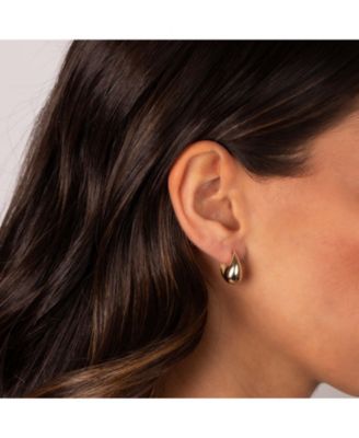 Solid Teardrop Huggie Earring 14K