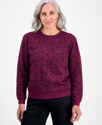 Style & Co - Petite Floral-Print Crewneck Sweatshirt
