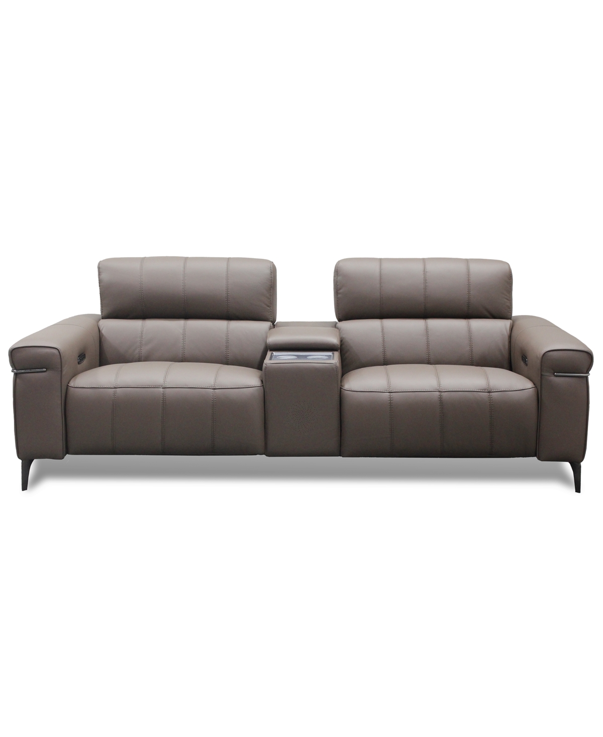 Macy's Wyndill 3-pc. Leather Sofa With 2 Power Recliners, Exclusively At  In Brown