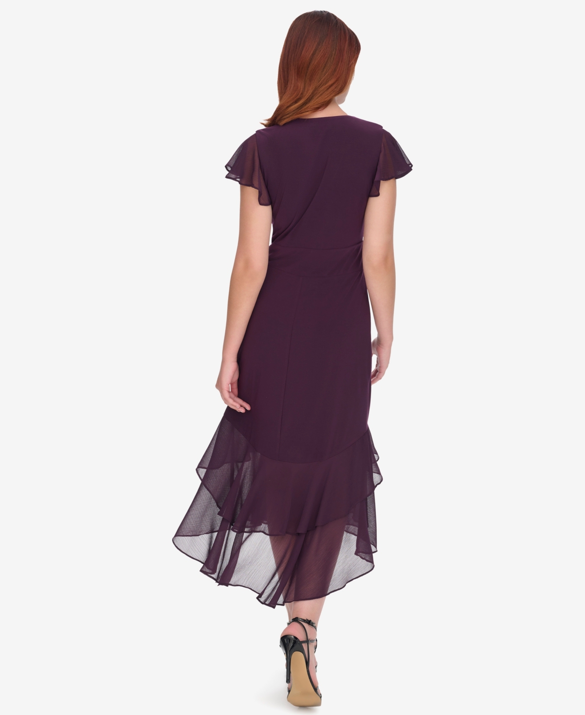 Tommy Hilfiger Mixed Media High-low Dress In Purple