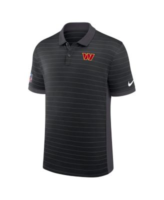 Men's Black Washington Commanders Sideline Victory Stripe Performance Polo Shirt
