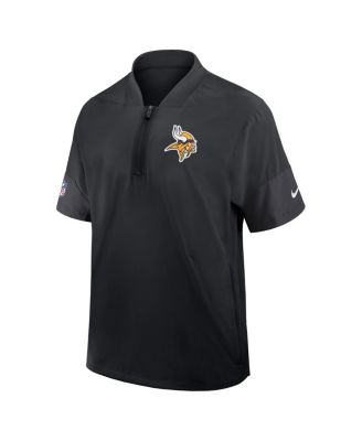 Men's Black Minnesota Vikings Sideline Short Sleeve Quarter-Zip Performance Coach Jacket