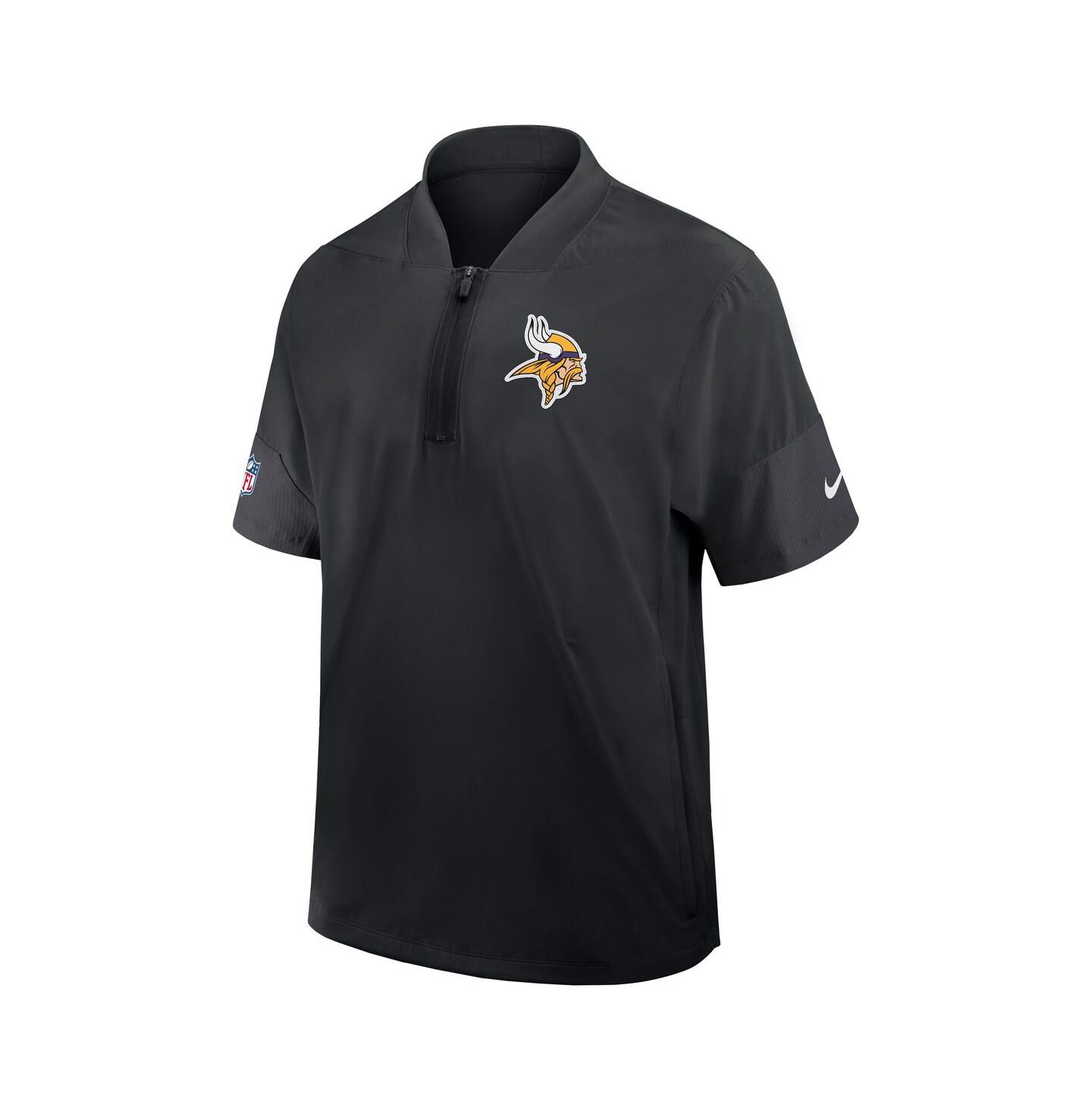 Мужская куртка Nike Black Minnesota Vikings Sideline Short Sleeve Quarter-Zip Performance Coach — фото 3