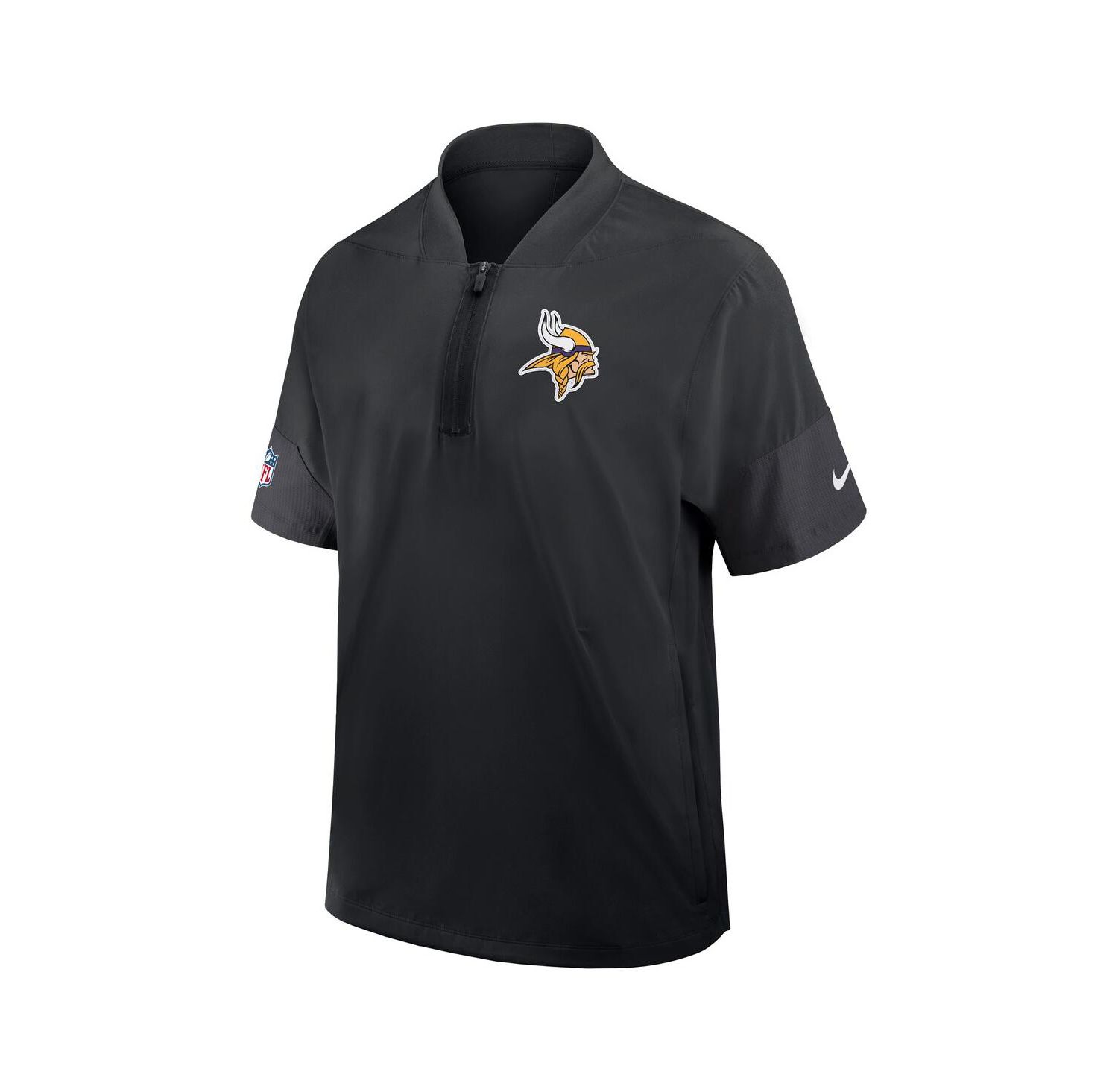 Men's Black Minnesota Vikings Sideline Short Sleeve Quarter-Zip Performance Coach Jacket