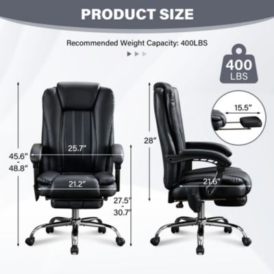 Massage Office Chair with Heat and 6 Vibration Points,Executive Office Chair with Foot Rest and Padded Armrests