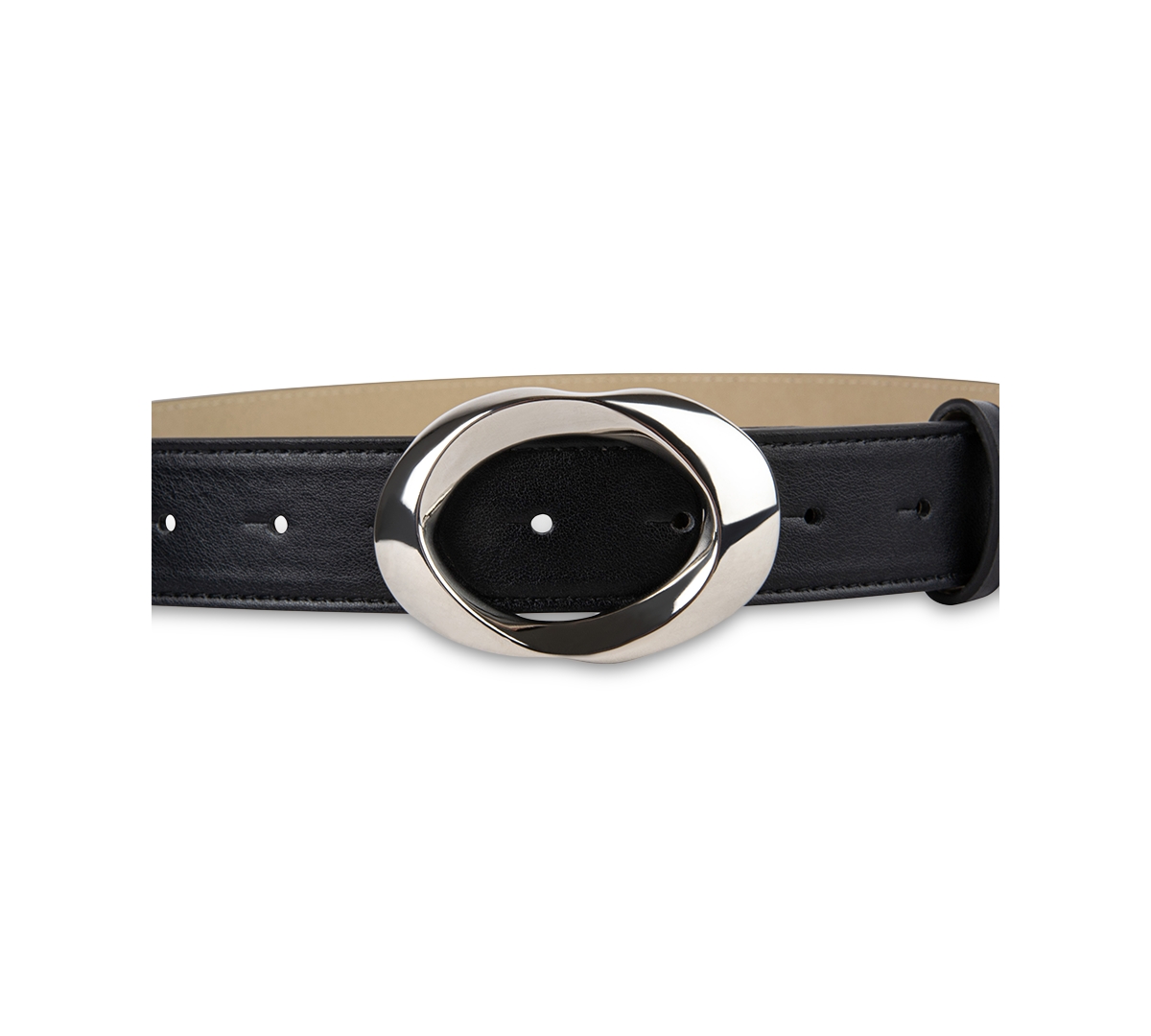 Smooth Belt With Ribbon Buckle - Blk/nickle