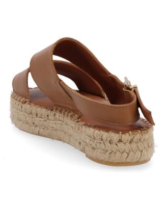 Women's Double Strap Leather Espadrilles