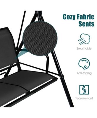 3 Person Steel Frame Patio Porch Swing with Polyester Angle and Adjustable Canopy