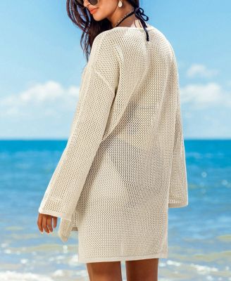 Women's Soft Sands Beige Cover-Up Mini Beach Dress