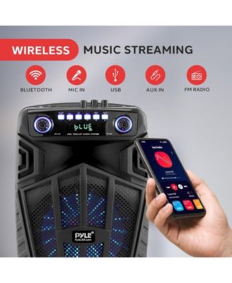 10" Bluetooth Portable PA Speaker – Karaoke Party Speaker with Wireless Mics, Stand, Rechargeable Battery, Flashing Lights, MP3/USB/FM Radio