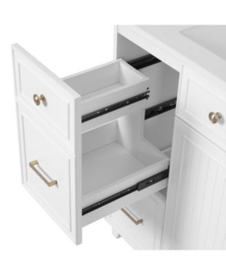 36" Bathroom Vanity with Ceramic Sink, Double-Layer Drawers, Soft-Close Doors and Adjustable Shelves