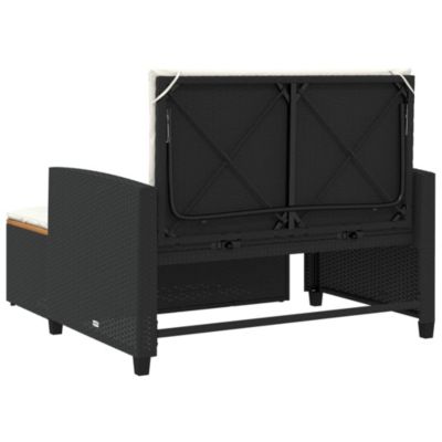 vidaXL Patio Sofa Black Poly Rattan 2-seater