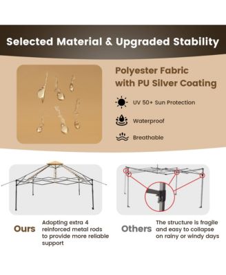 Outdoor Patio 13' x13' Pop Up Canopy Tent UV50+ Adjust Sun Protection w/ Mesh Sidewall