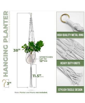 Macrame Plant Hanger - for Indoor & Outdoor Hanging - Cotton Rope, for Home, Patio, Garden