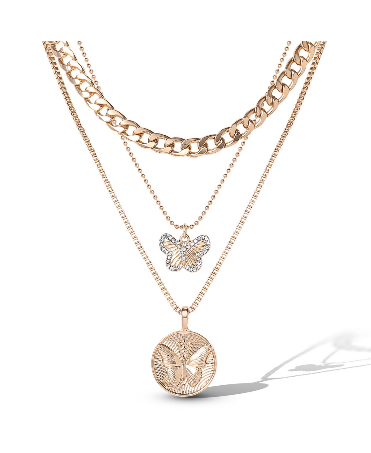 Layered Coin & Charm Pendant Necklace - Gold