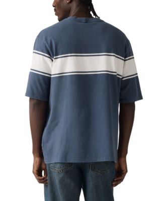 Men's Relaxed Fit Half Sleeve Striped-Chest T-Shirt