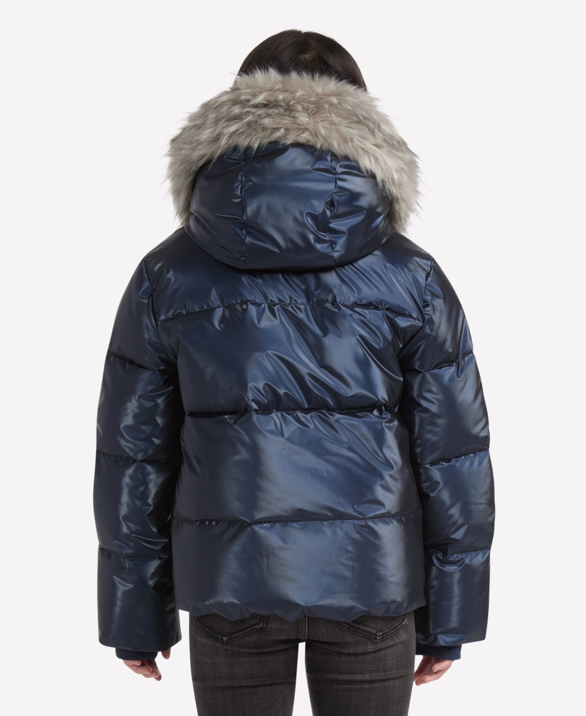 Abercrombie Girls Shiny Ultra Puffer Jacket In Blue
