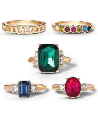 Multi-Gemstone Statement Ring Set