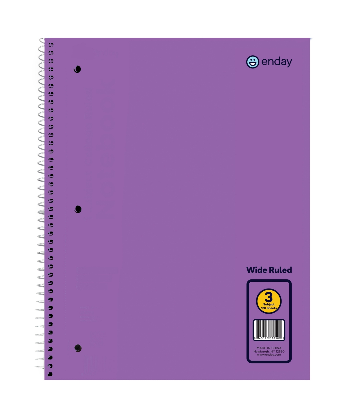 Emraw 3 Subject Spiral Notebooks Pink, Wide Ruled, 120 Sheets White Paper Ideal for Class Assignments, Homework, Planning and General Notes - Black