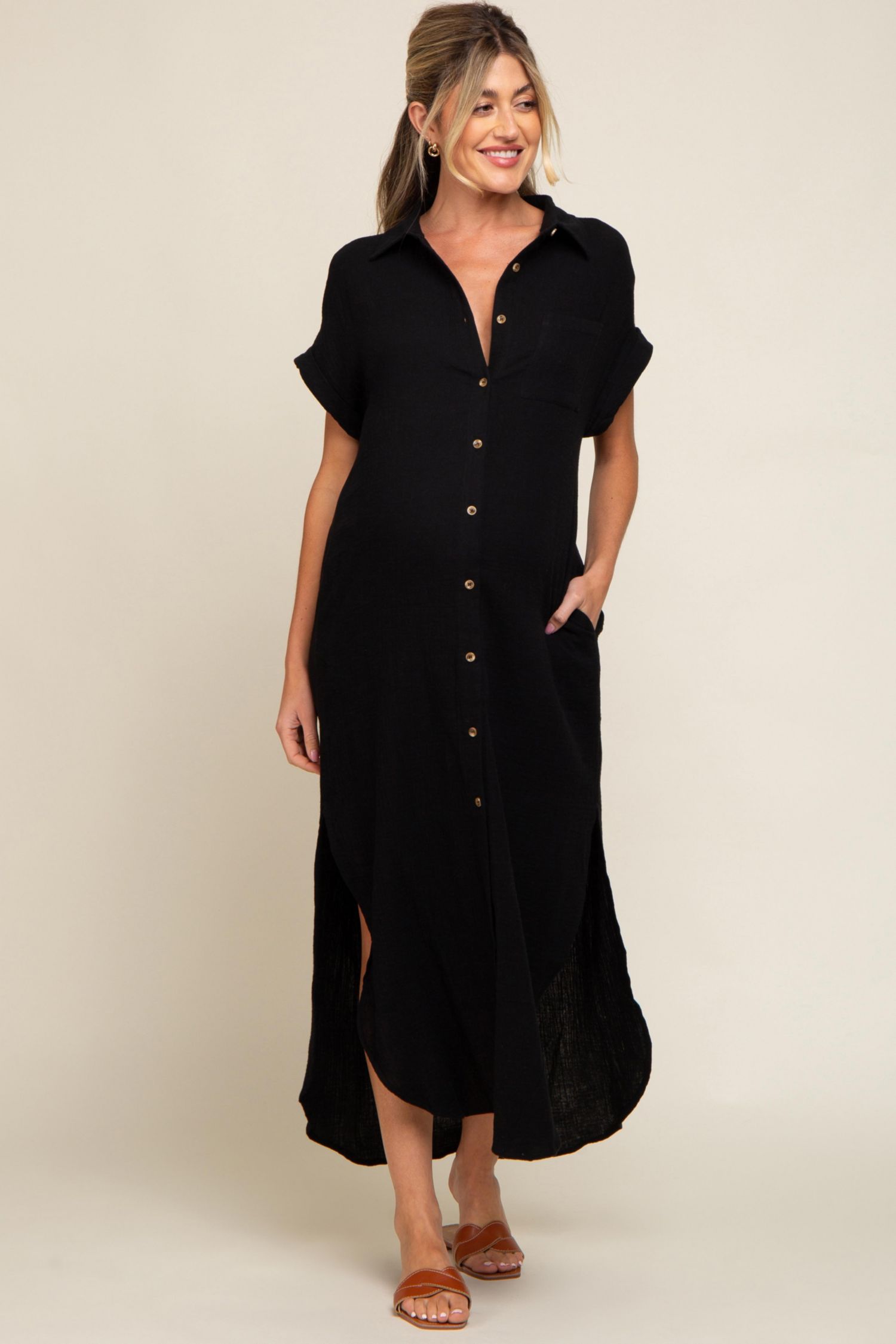 Women's Button Down Midi Dress