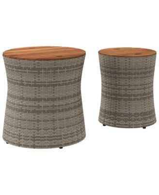 Garden Side Table Grey and brown PE rattan Large and Small