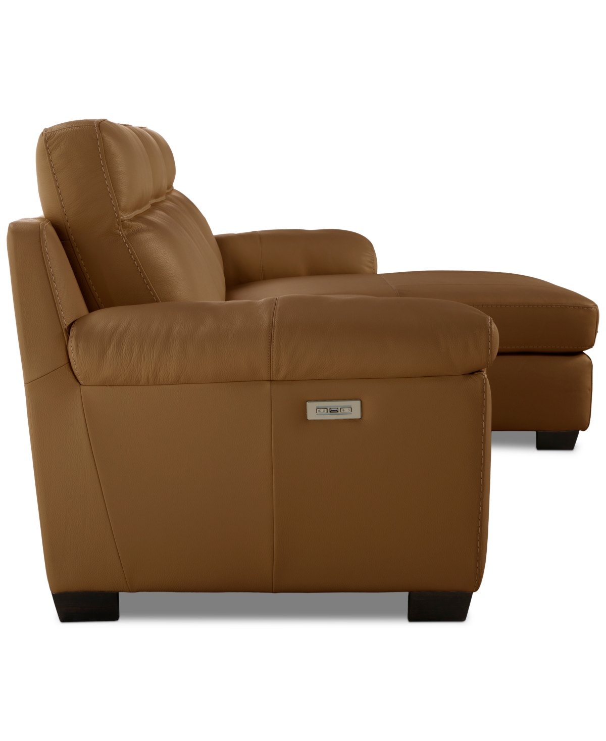 Macy's Julius Ii 3-pc. Leather Chaise Sectional With 2 Power Recliners,  Exclusive In Brown