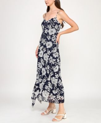 Juniors' Printed V-Neck Sleeveless Maxi Dress 