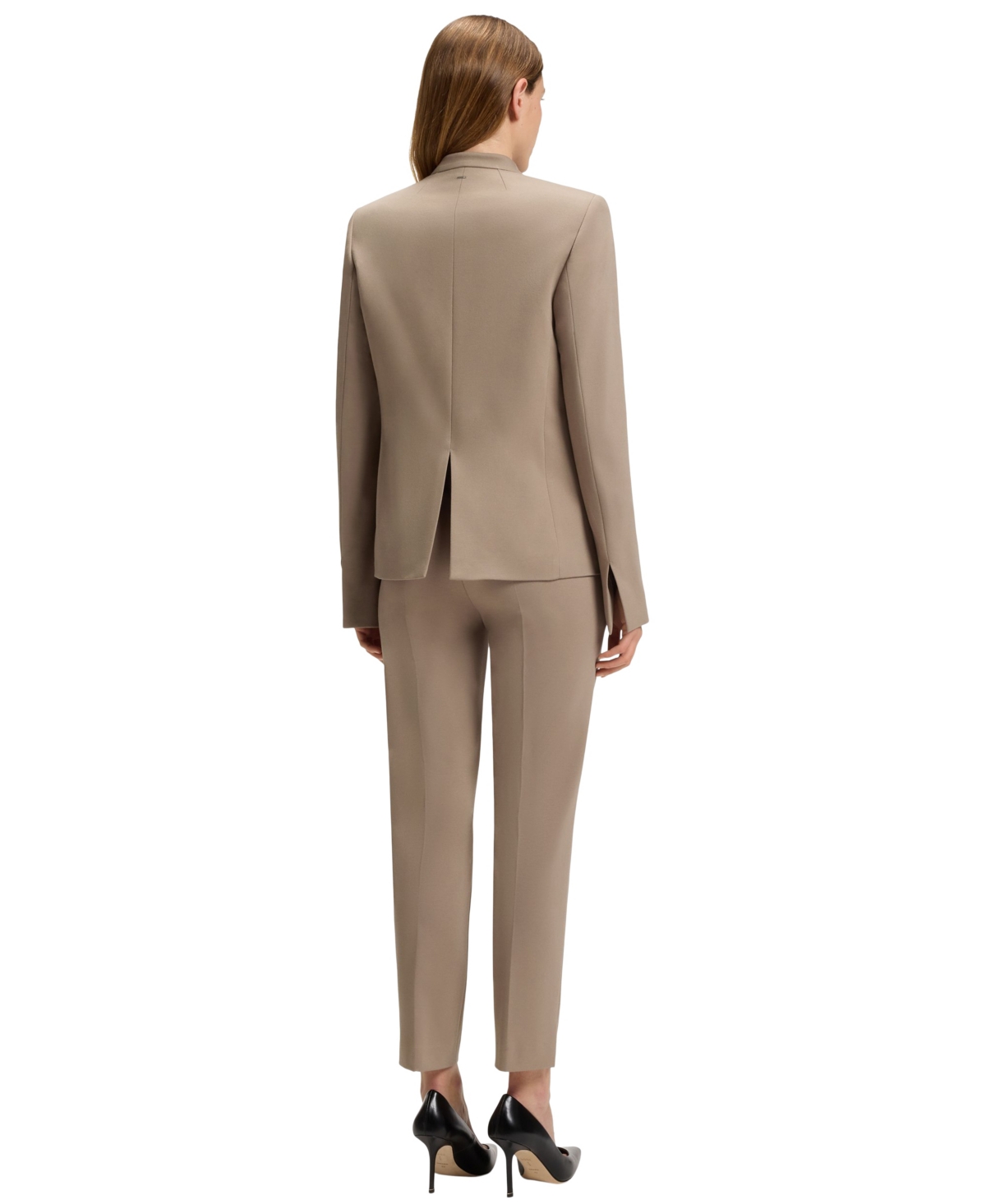 Hugo Boss Boss By  Women's Collarless Regular-fit Blazer In Brown