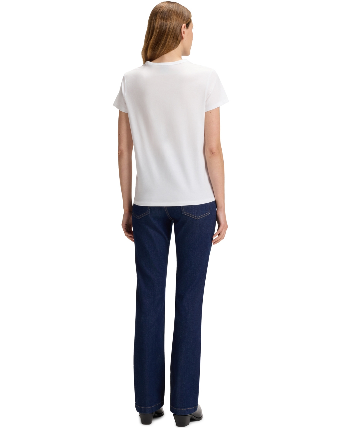Hugo Boss Boss By  Women's Slim-fit Mercerized-cotton Monogram T-shirt In White