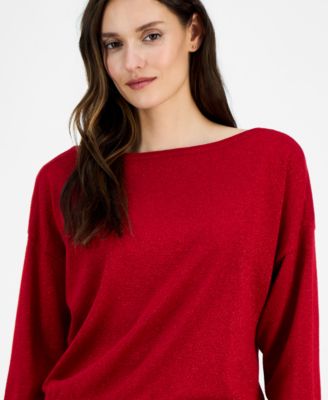Women's Boat-Neck Dolman Shimmer Sweater 