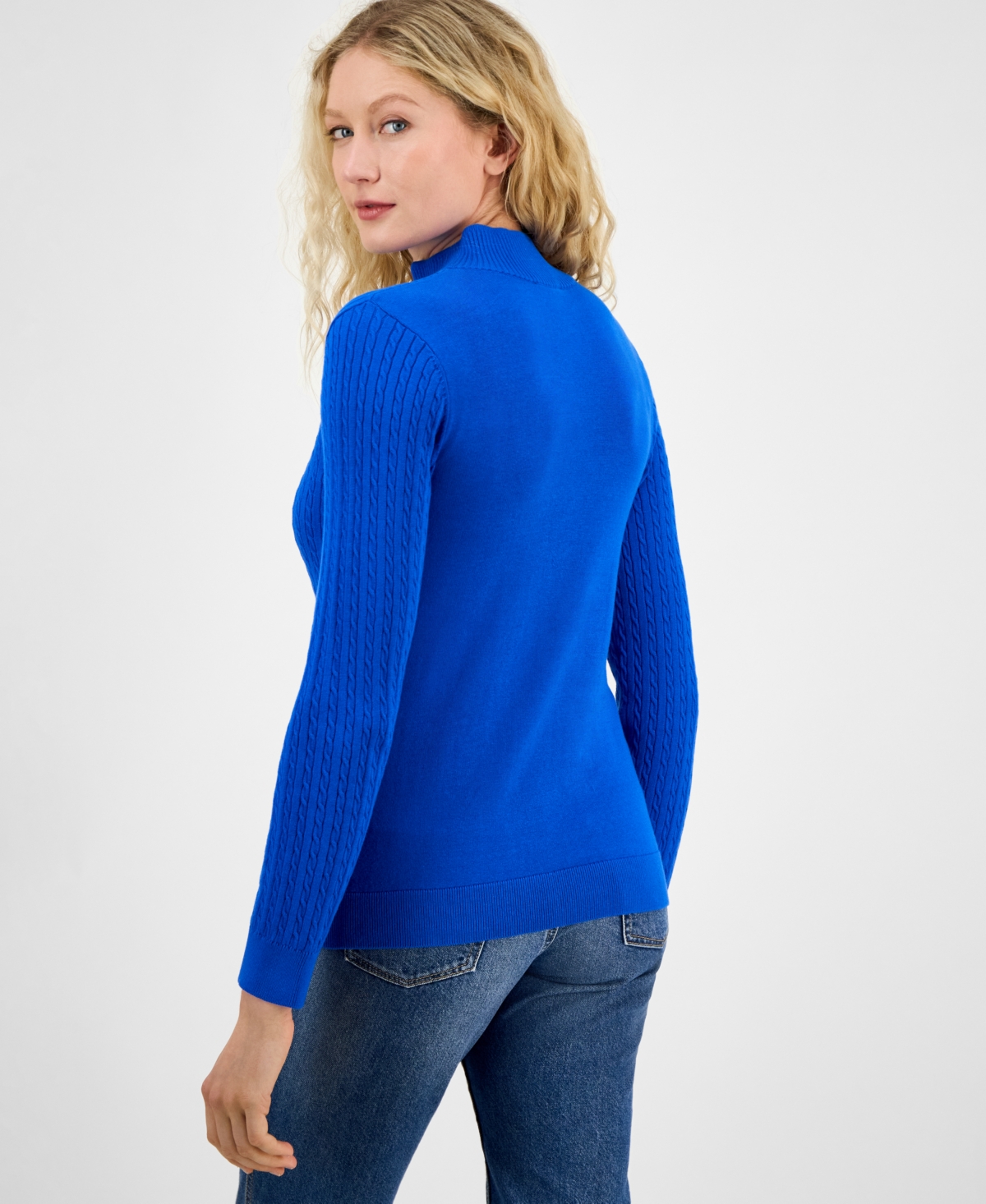 Nautica Jeans Women's Cotton Mock-neck Sweater, Online Only In Blue