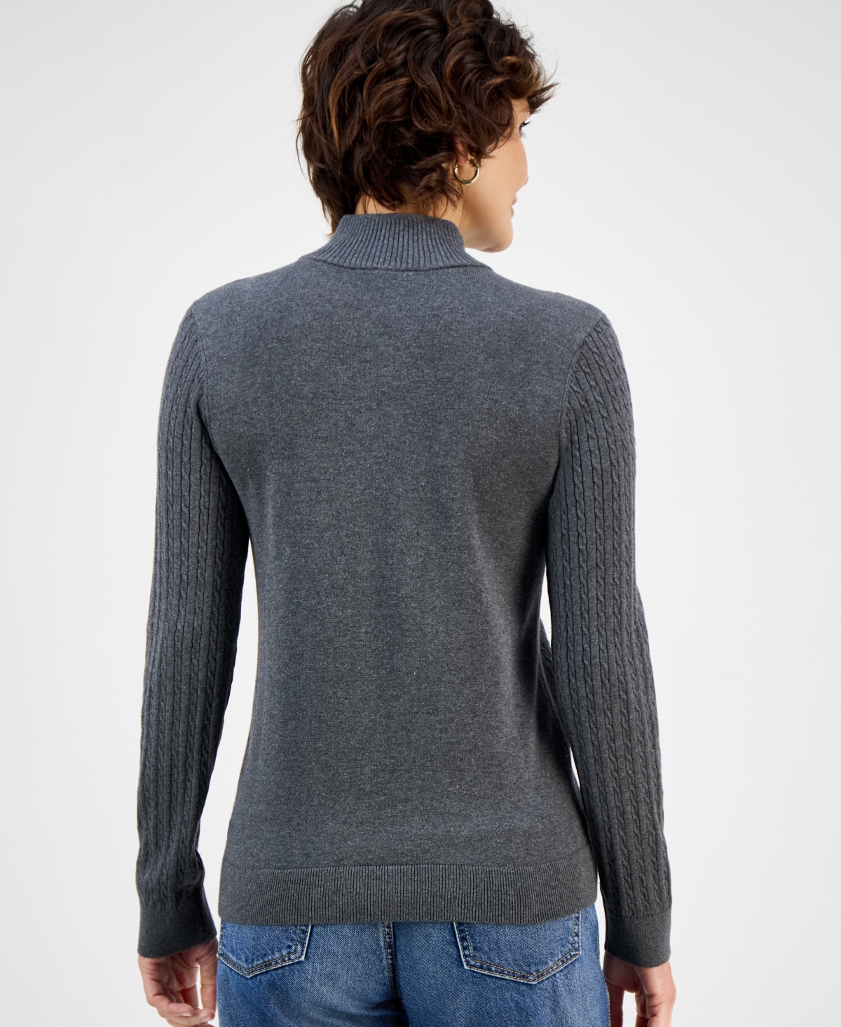 Nautica Jeans Women's Cotton Mock-neck Sweater, Online Only In Gray