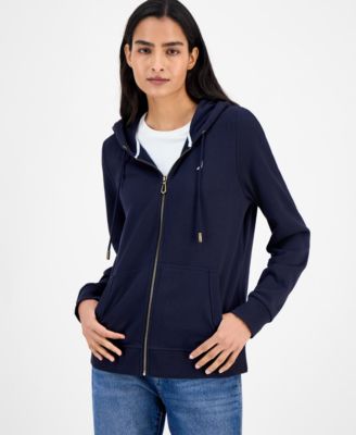 Women's Solid Zip-Front Hoodie, Online Only