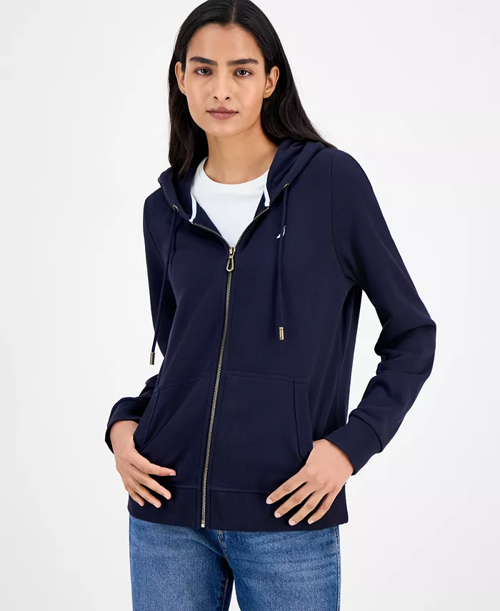 Women's Solid Zip-Front Hoodie, Online Only - thumbnail 3
