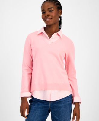 Tommy Hilfiger - Women's Twofer V-Neck Long-Sleeve Sweater