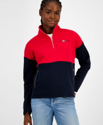 Women's Colorblock Quarter Zip Sweatshirt 