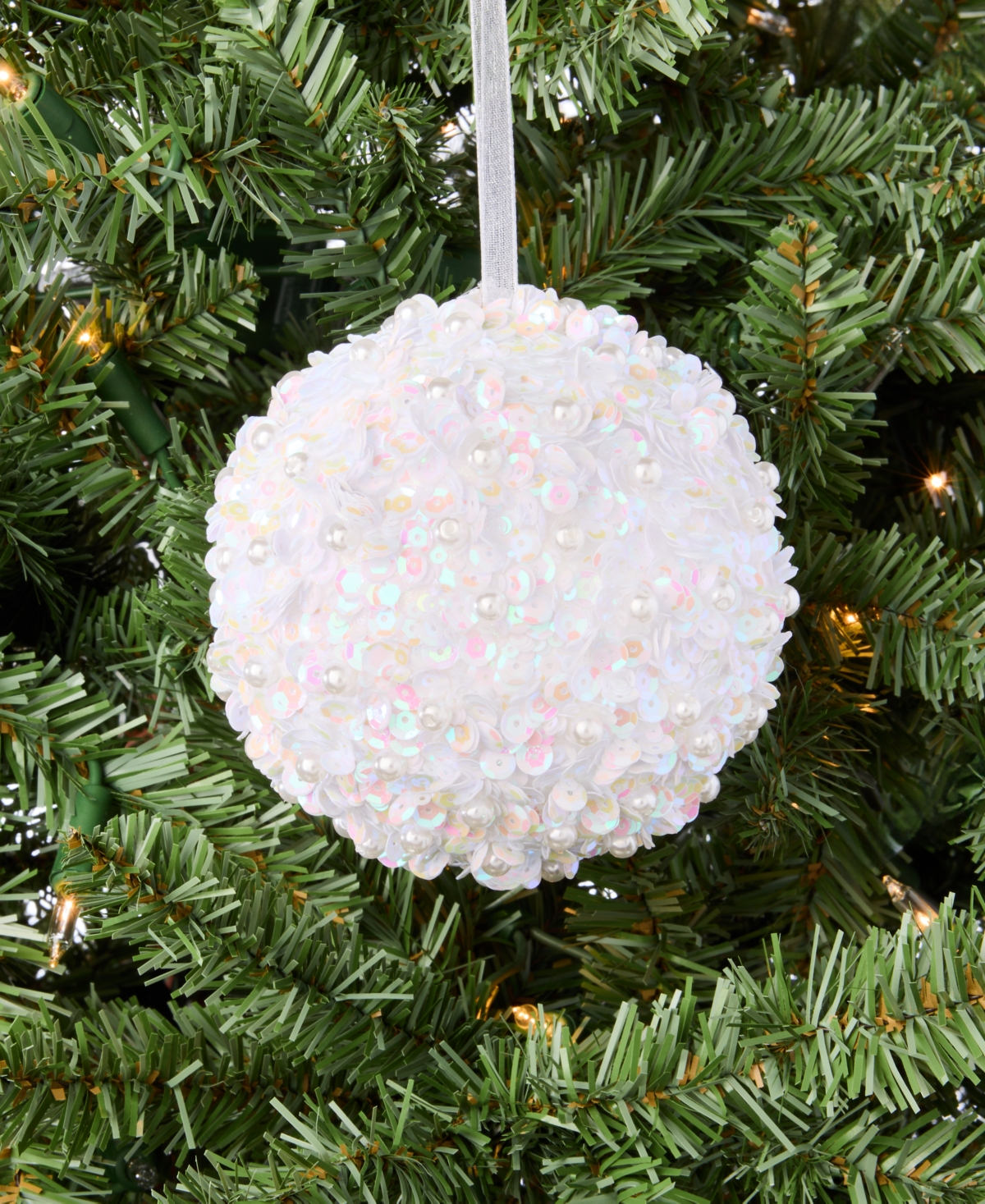 Holiday Lane Pastel Shine White Ball Ornament, Macy's Exclusive In Transparent