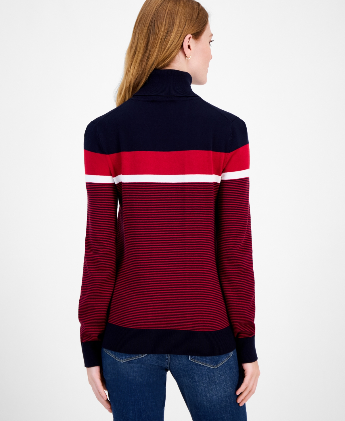 Tommy Hilfiger Women's Cotton Striped Turtleneck Sweater In Multi