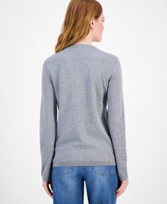 Women's Cotton Heart V-Neck Sweater