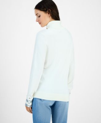 Women's Cotton Snowflake Turtleneck Sweater