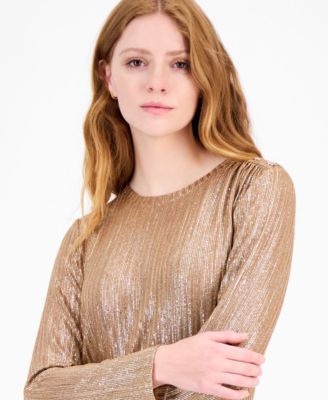 Women's Shine Ribbed Knit Long-Sleeve Top