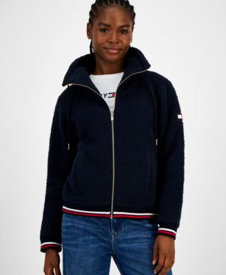 Tommy Hilfiger - Women's Faux-Sherpa Contrast-Rib Bomber Jacket