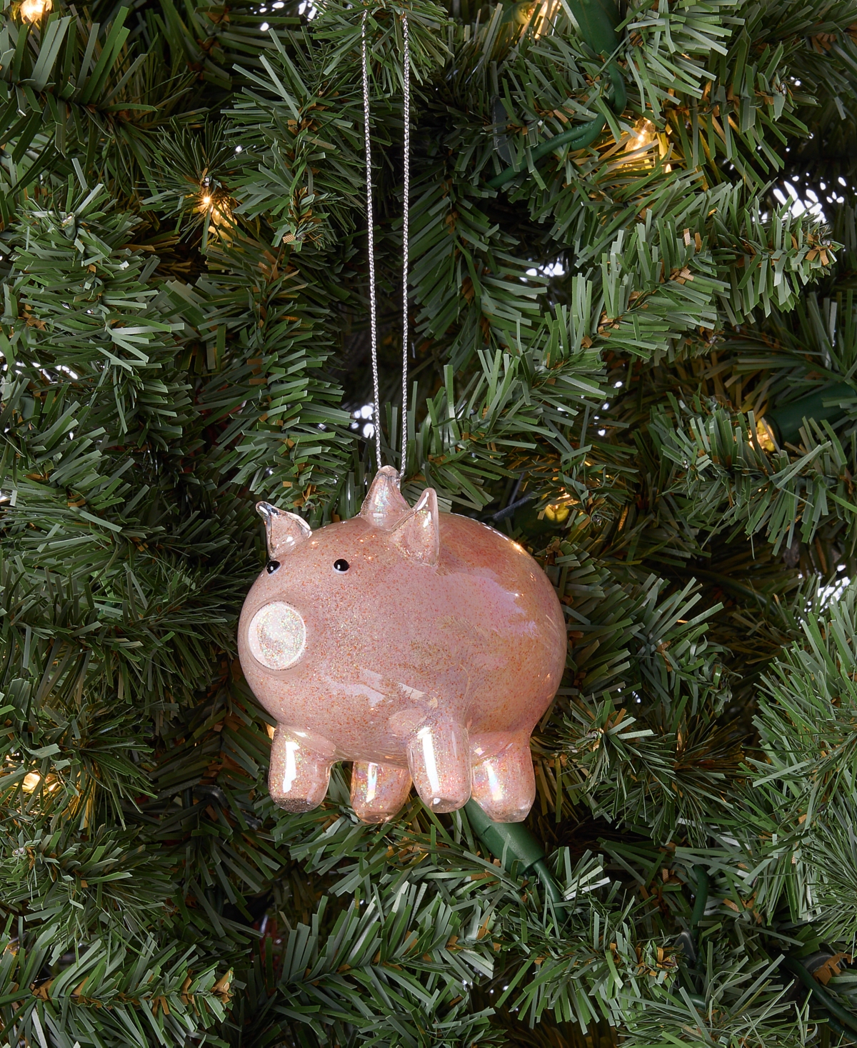 Holiday Lane Pastel Shine Pink Glitter Pig Ornament, Macy's Exclusive In Pink