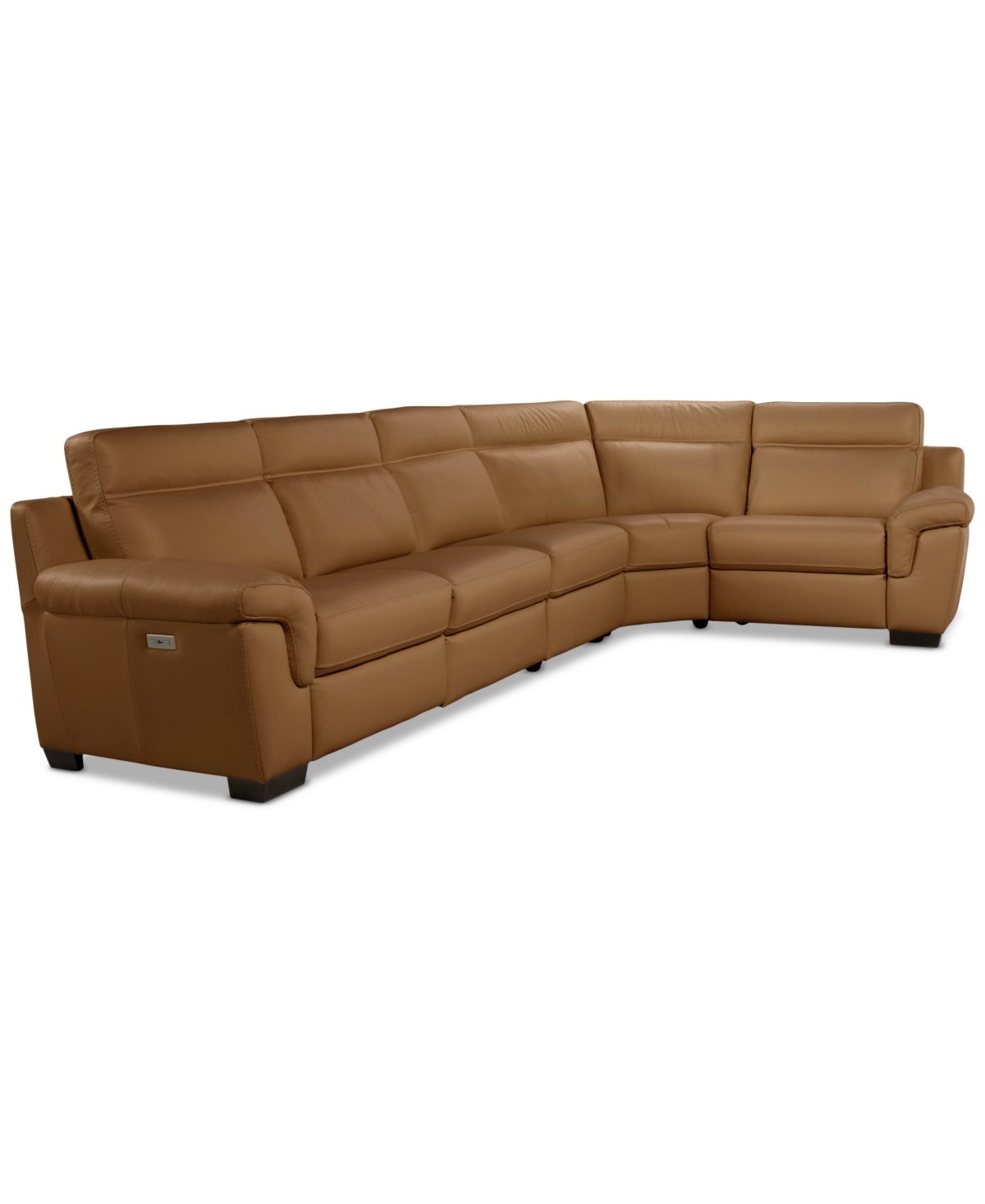 Macy's Julius Ii 5-pc. Leather L Sectional With 3 Power Recliners,  Exclusive In Brown