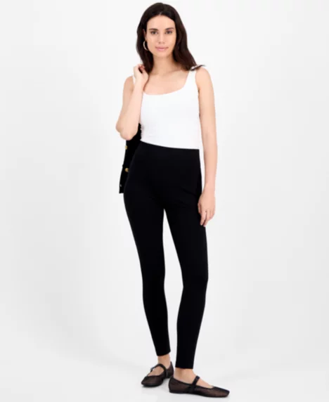 Petite High-Rise Pull-On Leggings - Deep Black